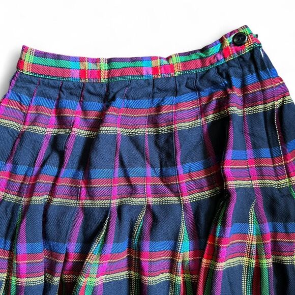 True Vintage 80s KGR Pleated Plaid Skirt size 4 - Picture 2 of 6